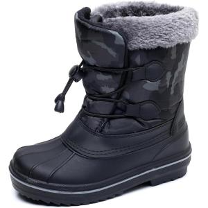 imageApakowa Boys Girls Winter Snow Boots  Waterproof Insulated Cold Weather Boots with Side Zipper Drawstring Closure ampamp AntiSlip SoleBlackgrey578