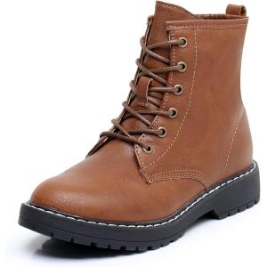 imageApakowa Gilrs Combat Boots Side Zipper Ankle Booties ToddlerLittle KidBig KidZsf01brown