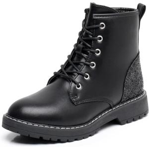 imageApakowa Gilrs Combat Boots Side Zipper Ankle Booties ToddlerLittle KidBig KidZsf02black