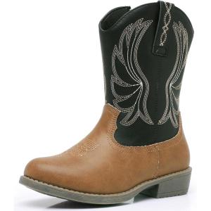 imageApakowa Girls Cowboy Boots Side Zipper Cowgirl Boots Embroidered Western Style Toddler Little Kid Big KidBlackbrown