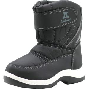 imageApakowa Kids Boys Girls Cold Weather Water Resistant Winter Snow Boots ToddlerLittle KidBig KidBlack