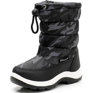 imageApakowa Kids Boys Girls Cold Weather Water Resistant Winter Snow Boots ToddlerLittle KidBig KidGreyBlack