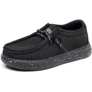 imageApakowa Kids Boys Girls Loafers SlipOn Casual Walking Shoes Comfortable ampamp Lightweight ToddlerLittle KidBig KidBlack