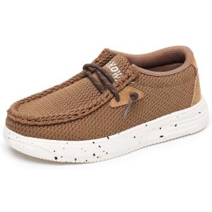 imageApakowa Kids Boys Girls Loafers SlipOn Casual Walking Shoes Comfortable ampamp Lightweight ToddlerLittle KidBig KidBrown