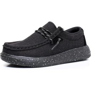 imageApakowa Kids Boys Girls Loafers SlipOn Lightweight Comfortable Shoes ToddlerLittle KidBig KidBlack