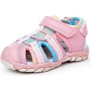 imageApakowa Kids Boys Girls Soft Sole Close Toe Sport Beach Sandals ToddlerLittle KidMulticolorPink