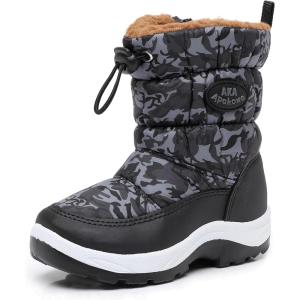 imageApakowa Kids Boys Girls Winter Snow Boots ToddlerLittle KidBlack0330