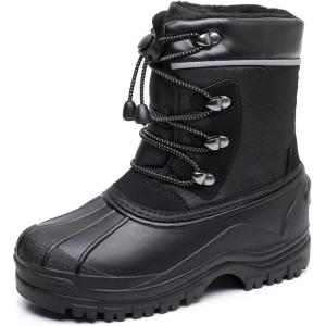 imageApakowa Kids Boys Girls Winter Snow Boots Waterproof Outdoor Insulated Snow Boots Little KidBig KidBlack3306