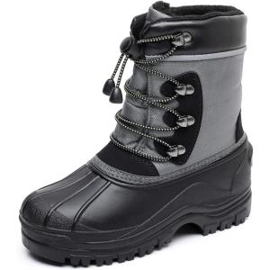imageApakowa Kids Boys Girls Winter Snow Boots Waterproof Outdoor Insulated Snow Boots Little KidBig KidBlackgrey3306