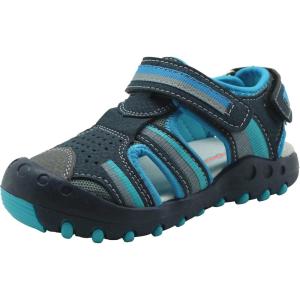 imageApakowa Kids Boys Sandals Summer Outdoor Athletic Double Strap ClosedToe Beach Sandals Sport ToddlerLittle KidNavyBlue