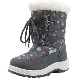 imageApakowa Kids Girls Insulated Fur Winter Warm Snow Boots ToddlerLittle KidGrey