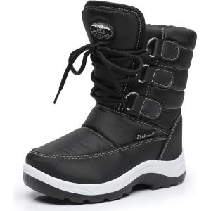 imageApakowa Kids Girls Insulated Fur Winter Warm Snow Boots ToddlerLittle KidHdl020black
