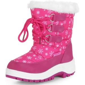 imageApakowa Kids Girls Insulated Fur Winter Warm Snow Boots ToddlerLittle KidPeach