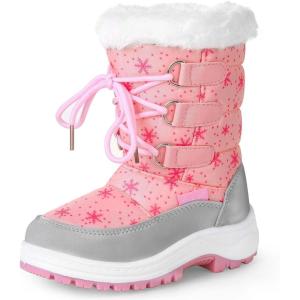 imageApakowa Kids Girls Insulated Fur Winter Warm Snow Boots ToddlerLittle KidPink