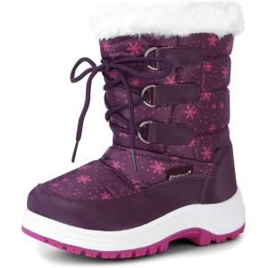 imageApakowa Kids Girls Insulated Fur Winter Warm Snow Boots ToddlerLittle KidPurple