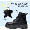 imageApakowa Girls Combat Boots Girls Ankle Booties Lace Up With Side Zipper ToddlerLittle KidBig KidBlack6250