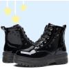 imageApakowa Girls Combat Boots Girls Ankle Booties Lace Up With Side Zipper ToddlerLittle KidBig KidPatentblack6250