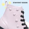 imageApakowa Girls Combat Boots Girls Ankle Booties Lace Up With Side Zipper ToddlerLittle KidBig KidPatentpink6250