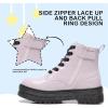 imageApakowa Girls Combat Boots Girls Ankle Booties Lace Up With Side Zipper ToddlerLittle KidBig KidPatentpink6250