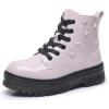imageApakowa Girls Combat Boots Girls Ankle Booties Lace Up With Side Zipper ToddlerLittle KidBig KidPatentpink6250