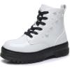 imageApakowa Girls Combat Boots Girls Ankle Booties Lace Up With Side Zipper ToddlerLittle KidBig KidPatentwhite6250