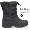 imageApakowa Boys Girls Winter Snow Boots  Waterproof Insulated Cold Weather Boots with Side Zipper Drawstring Closure ampamp AntiSlip SoleBlack
