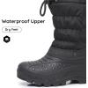 imageApakowa Boys Girls Winter Snow Boots  Waterproof Insulated Cold Weather Boots with Side Zipper Drawstring Closure ampamp AntiSlip SoleBlack