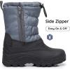imageApakowa Boys Girls Winter Snow Boots  Waterproof Insulated Cold Weather Boots with Side Zipper Drawstring Closure ampamp AntiSlip SoleBlackgrey2303