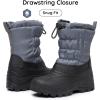 imageApakowa Boys Girls Winter Snow Boots  Waterproof Insulated Cold Weather Boots with Side Zipper Drawstring Closure ampamp AntiSlip SoleBlackgrey2303