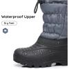 imageApakowa Boys Girls Winter Snow Boots  Waterproof Insulated Cold Weather Boots with Side Zipper Drawstring Closure ampamp AntiSlip SoleBlackgrey2303