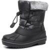 imageApakowa Boys Girls Winter Snow Boots  Waterproof Insulated Cold Weather Boots with Side Zipper Drawstring Closure ampamp AntiSlip SoleBlackgrey578