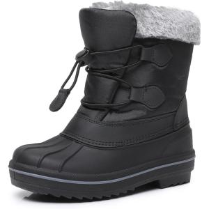 imageApakowa Boys Girls Winter Snow Boots  Waterproof Insulated Cold Weather Boots with Side Zipper Drawstring Closure ampamp AntiSlip SoleBlack578