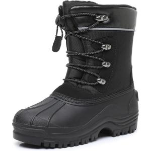 imageApakowa Kids Boys Girls Winter Snow Boots Waterproof Outdoor Insulated Snow Boots Little KidBig KidBlack3306