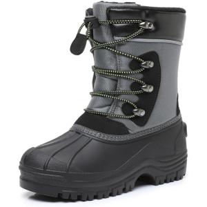 imageApakowa Kids Boys Girls Winter Snow Boots Waterproof Outdoor Insulated Snow Boots Little KidBig KidBlackgrey3306