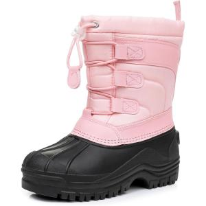 imageApakowa Kids Boys Girls Winter Snow Boots Waterproof Outdoor Insulated Snow Boots Little KidBig KidPink3307