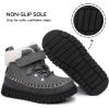 imageApakowa Toddler Boys Girls Winter Snow Boots  Warm Lined Cozy Boots for Cold Weather with Hook and Loop Closure ToddlerLittle KidCharcoalgray