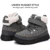 imageApakowa Toddler Boys Girls Winter Snow Boots  Warm Lined Cozy Boots for Cold Weather with Hook and Loop Closure ToddlerLittle KidCharcoalgray