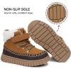 imageApakowa Toddler Boys Girls Winter Snow Boots  Warm Lined Cozy Boots for Cold Weather with Hook and Loop Closure ToddlerLittle KidChestnutbrown