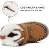 imageApakowa Toddler Boys Girls Winter Snow Boots  Warm Lined Cozy Boots for Cold Weather with Hook and Loop Closure ToddlerLittle KidChestnutbrown