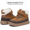 imageApakowa Toddler Boys Girls Winter Snow Boots  Warm Lined Cozy Boots for Cold Weather with Hook and Loop Closure ToddlerLittle KidChestnutbrown