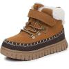 imageApakowa Toddler Boys Girls Winter Snow Boots  Warm Lined Cozy Boots for Cold Weather with Hook and Loop Closure ToddlerLittle KidChestnutbrown