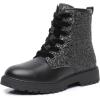 image:imageApakowa Gilrs Combat Boots Side Zipper Ankle Booties ToddlerLittle KidBig KidSparklyblack
